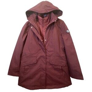 Lands End Womens Medium Red 3-in-1 Systems Jacket Vest Water Resistant Coat